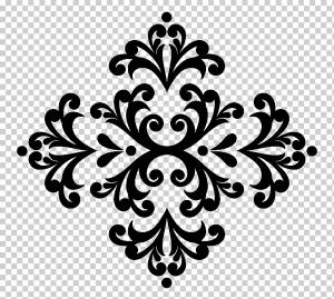 черный дамасской, орнамент арабески рисунок трафарет узор, дизайн, лист, монохромный, симметрия png