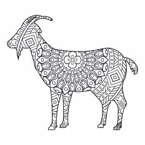 Раскраска мандала коза для детей