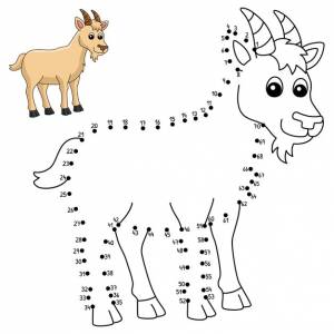 Раскраски точка за точкой коза для детей