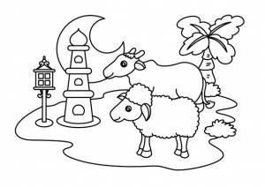 Корова с козой милая раскраска для детей