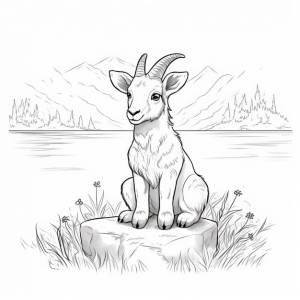 Иллюстрация для раскраски для малышей коза от tranquil strea