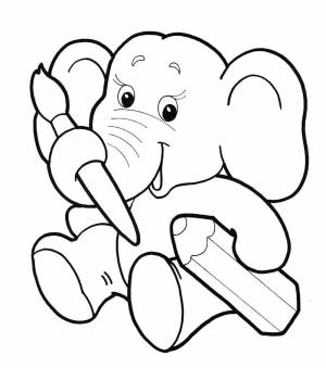 Раскраска «Слон с карандашом»