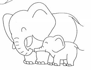 Раскраски Раскраска Слоник и большой слон Животные на праздники