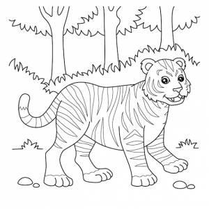 Раскраска тигр для детей