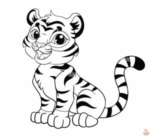 Веселые и бесплатные раскраски с милым мультяшным тигром для детей для печати