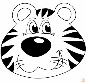 Раскраски с мордой мультяшного тигра для детей