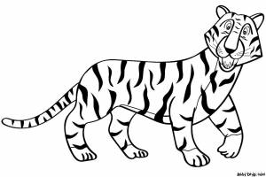 Раскраска Мультяшный тигр