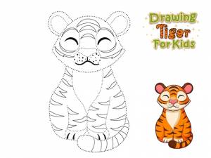 Рисование и раскраски распечатки милый мультяшный тигр поделки и рабочие листы для детей vector ai