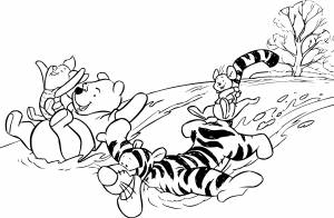 Винни пух, тигр, кенгуру катятся с горы Раскраски для детей мальчиков