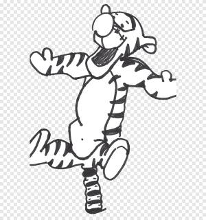 Тигр Винни Пух Черно-белая Пятачок Раскраска, Винни Пух, белый, млекопитающее png