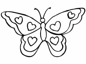 Раскраски Раскраска Бабочка с сердечками бабочка
