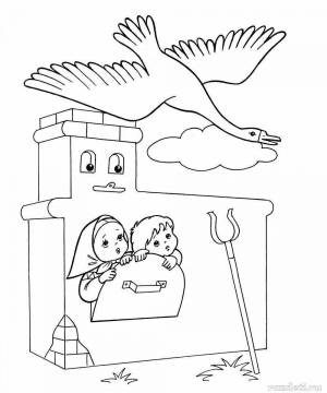Раскраски Гуси лебеди для детей по сказке