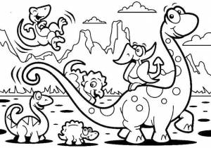 Раскраски Динозавры, Раскраска Мультяшный динозавры Персонажи из мультфильма