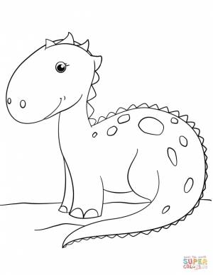 Раскраска Милый мультяшный динозавр