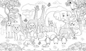 Большая книжка-раскраска с животными из зоопарка набор животных из зоопарка панды, жирафы, слоны, зебры, стиль для детей