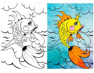 Раскраски Золотая рыбка  и  онлайн