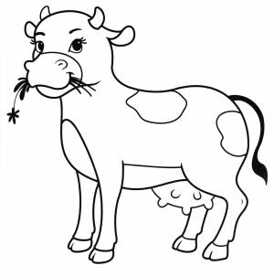 Раскраска Корова жует травку