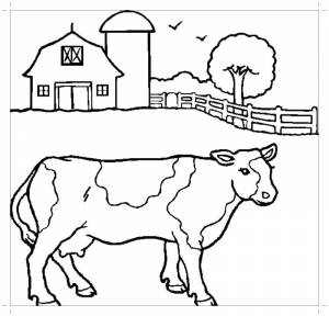 Раскраски вот, Раскраска Корова на ферме Домашние животные