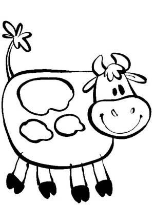 Раскраски Корова, Раскраска Рисунок корова домашние животные