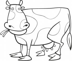 Забавная корова для раскраски