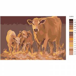Корова и телята 80х120 Раскраска картина по номерам на холсте Z-AB553-80x120