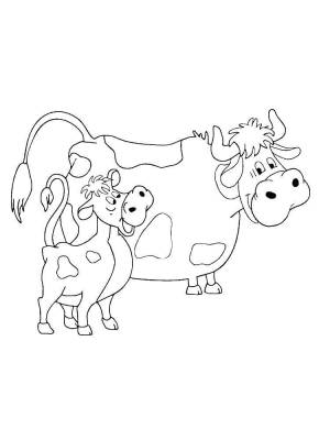 Раскраски Раскраска Коровка с телёнком домашние животные