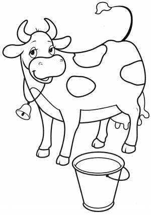 Раскраска Корова и ведро молока