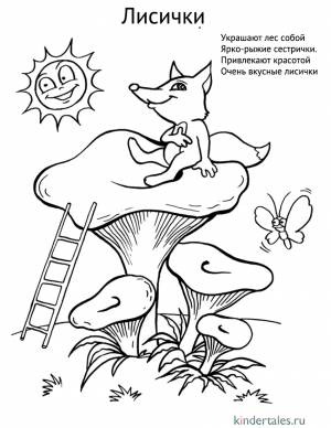 Съедобные грибы Лисички» раскраска для детей