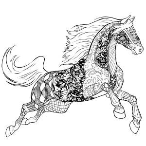 Раскраска Антистресс Лошадь в прыжке 