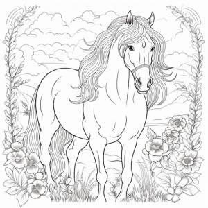 Раскраски для взрослых раскраски лошади для взрослых генеративный искусственный интеллект