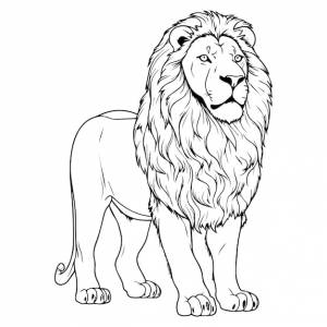 раскраски льва с черно-белым контуром