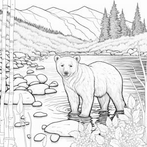 Раскраска медведь гризли черно-белая для раскраски