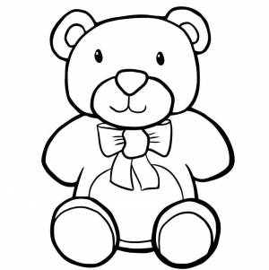 Раскраски Раскраска Медвежонок с бантиком игрушки
