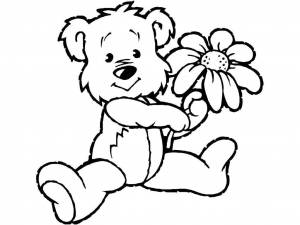 Раскраски Раскраска Медведь с цветком Дети играют Дети играют