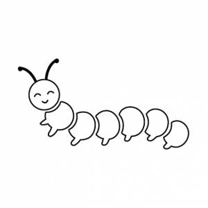Гусеница для раскраски страницы симпатичная простая векторная иллюстрация гусеницы насекомых изолирована черно-белое контурное изображение