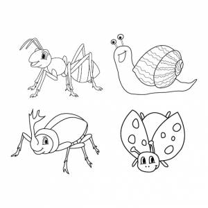 Набор милых мультяшных насекомых для раскраски