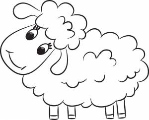 Раскраски Контур овечки для вырезания на праздники