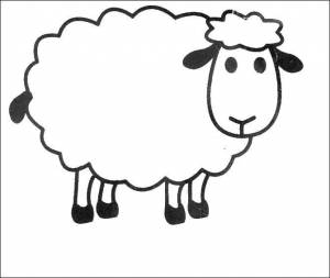 Раскраски овечки, Раскраска Граница овечки Контур овечки для вырезания