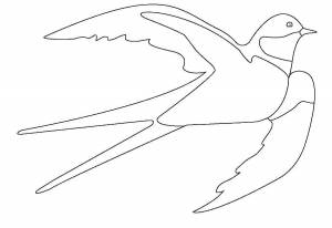 Раскраски птиц, Раскраска Ласточка Контуры для вырезания птиц