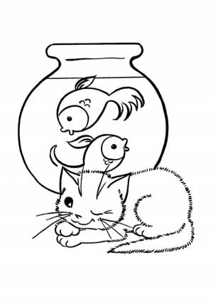 Раскраски, Котик и рабка