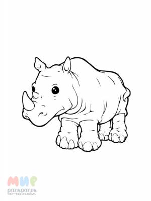 Раскраска Носорог почесал рогом бок