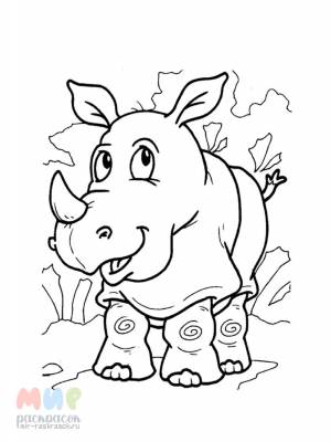 Раскраска Носорог летит быстро без ног