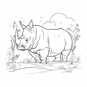 Носорог в саванне