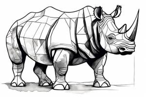 Раскраска кубистический носорог