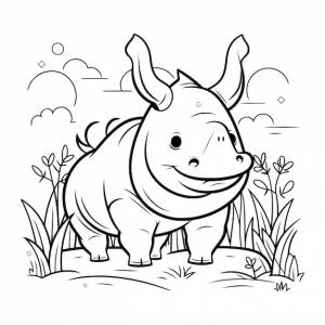 Симпатичный мультяшный носорог