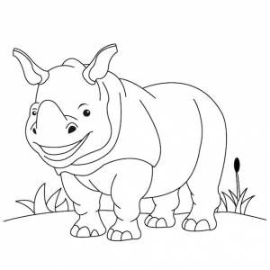 Носорог на векторе саваны