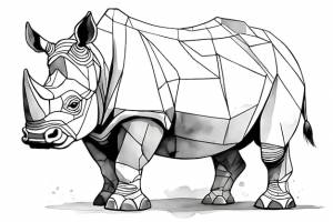 Раскраска кубистический носорог