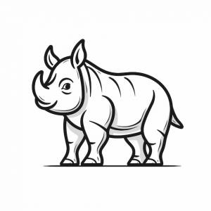 Эскиз ручной рисунок одной линии искусства раскраски страницы рисунок линии день носорога