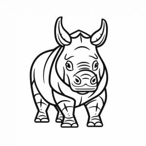 Эскиз ручной рисунок одной линии искусства раскраски страницы рисунок линии день носорога