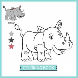 Раскраски  книги для детей милые иллюстрации носорога